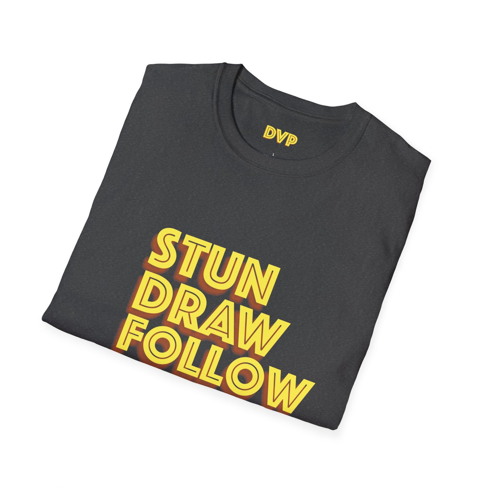 Unisex Softstyle Tee - 'Stun Draw Follow Stop' Slang Shirt for Casual Wear, Gift for Pool fans, Streetwear, Everyday Comfort