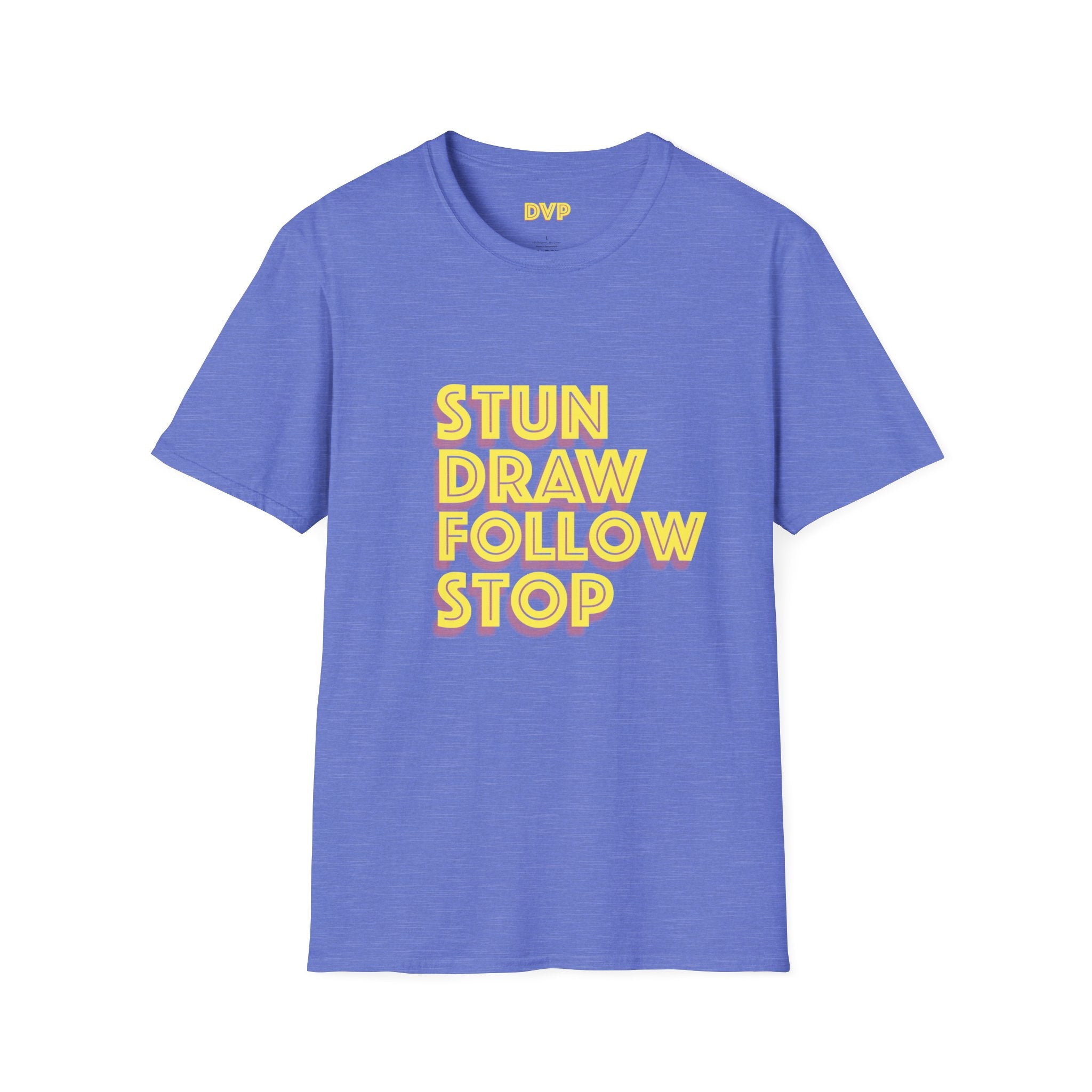 Unisex Softstyle Tee - 'Stun Draw Follow Stop' Slang Shirt for Casual Wear, Gift for Pool fans, Streetwear, Everyday Comfort