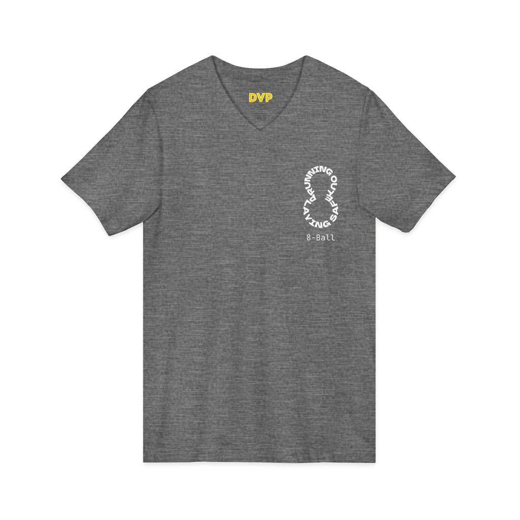"The Balance of 8-ball" Unisex V-Neck Tee - Effortless Style for Everyday Wear, Casual Tee, Gift for Him/Her, Summer Essential, Layering Piece