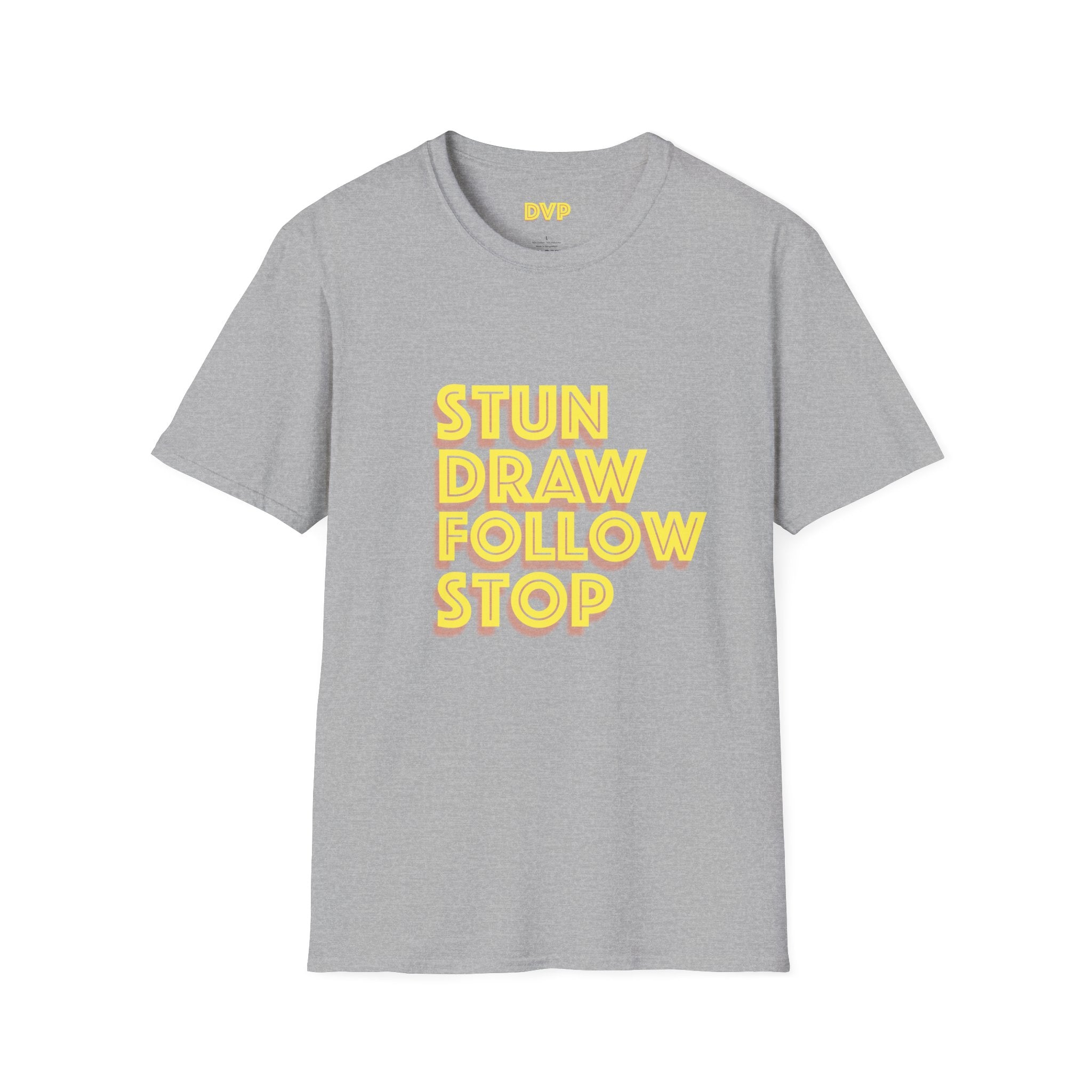 Unisex Softstyle Tee - 'Stun Draw Follow Stop' Slang Shirt for Casual Wear, Gift for Pool fans, Streetwear, Everyday Comfort