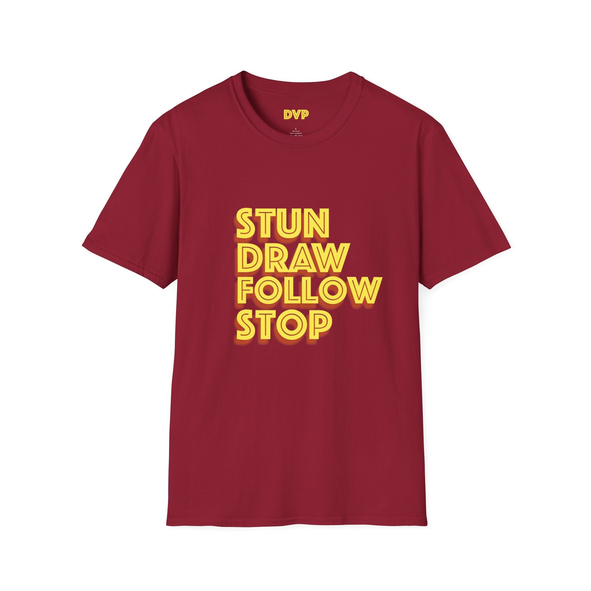 Unisex Softstyle Tee - 'Stun Draw Follow Stop' Slang Shirt for Casual Wear, Gift for Pool fans, Streetwear, Everyday Comfort