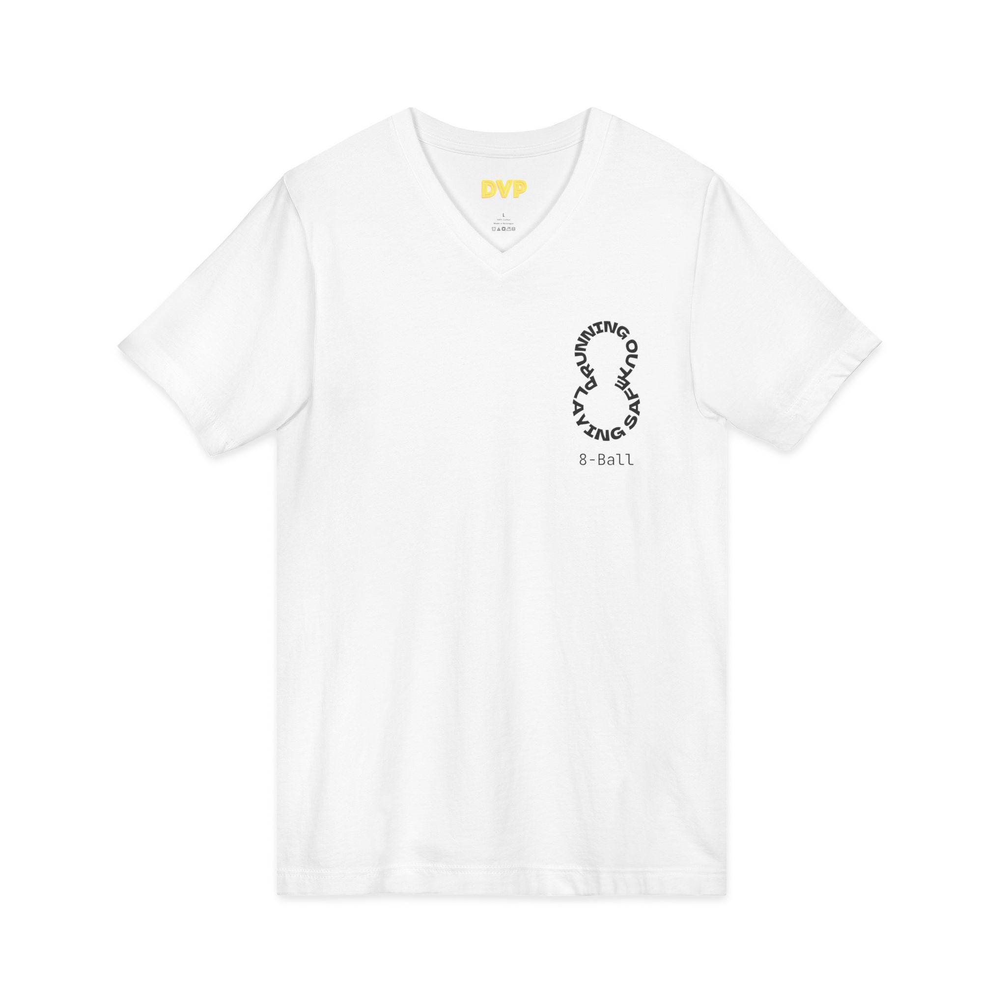 "The Balance of 8-ball" Unisex V-Neck Tee - Effortless Style for Everyday Wear, Casual Tee, Gift for Him/Her, Summer Essential, Layering Piece