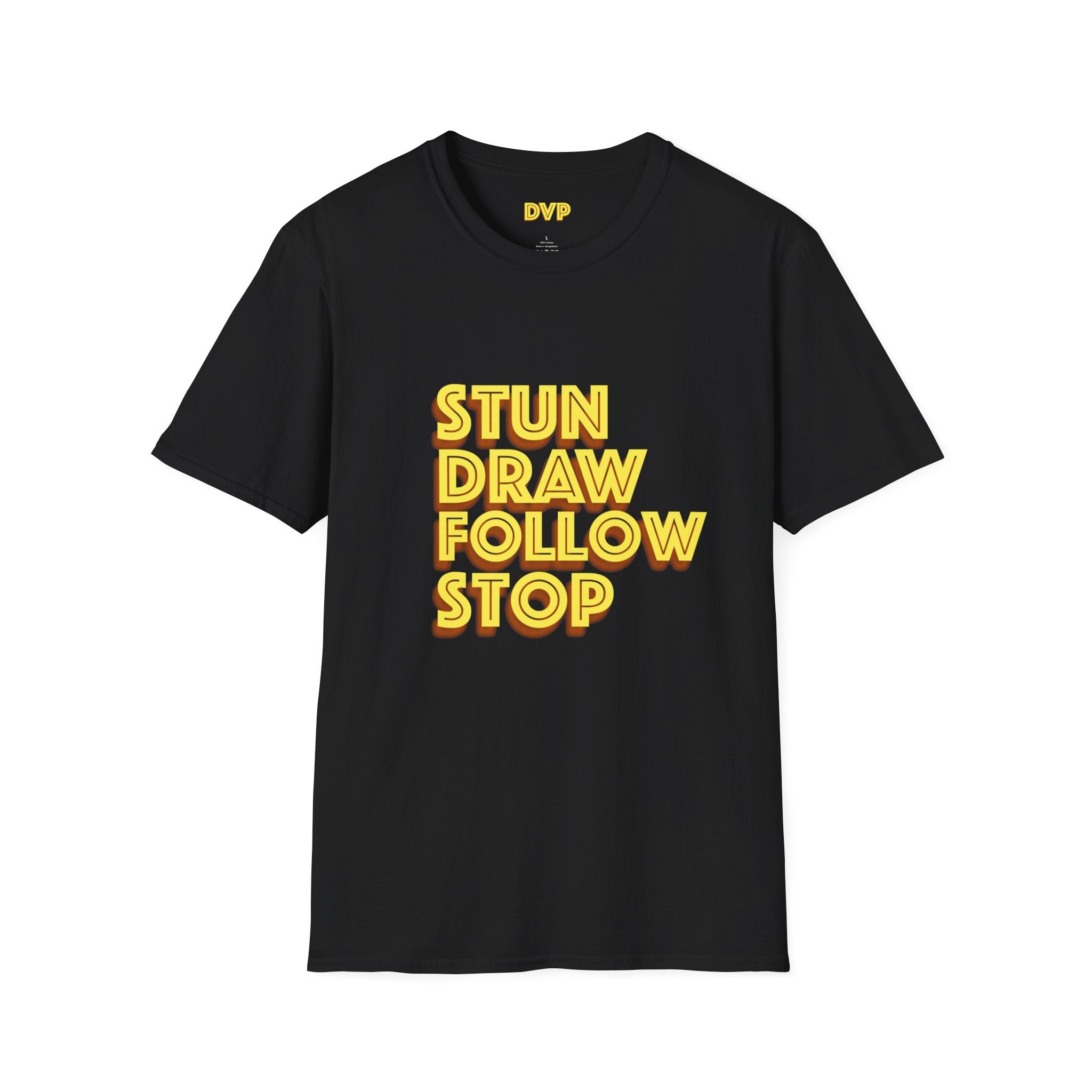 Unisex Softstyle Tee - 'Stun Draw Follow Stop' Slang Shirt for Casual Wear, Gift for Pool fans, Streetwear, Everyday Comfort