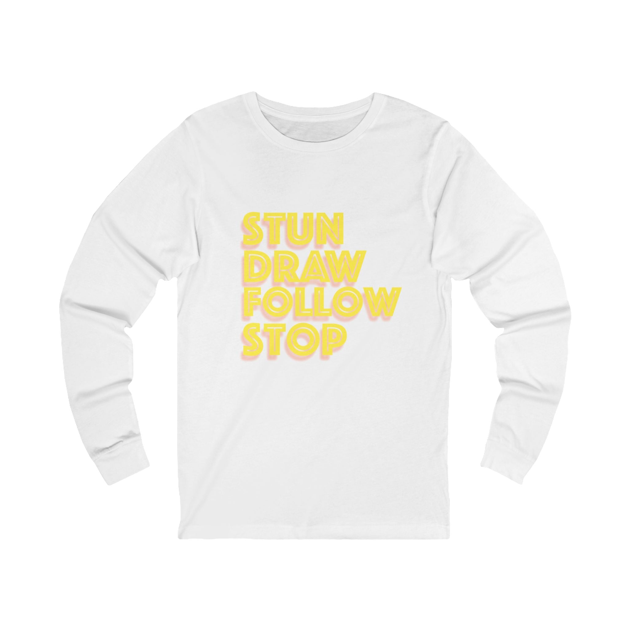 'Stun Draw Follow Stop' Slang Long-sleeve Shirt for Casual Wear, Gift for Pool fans, Streetwear, Everyday Comfort