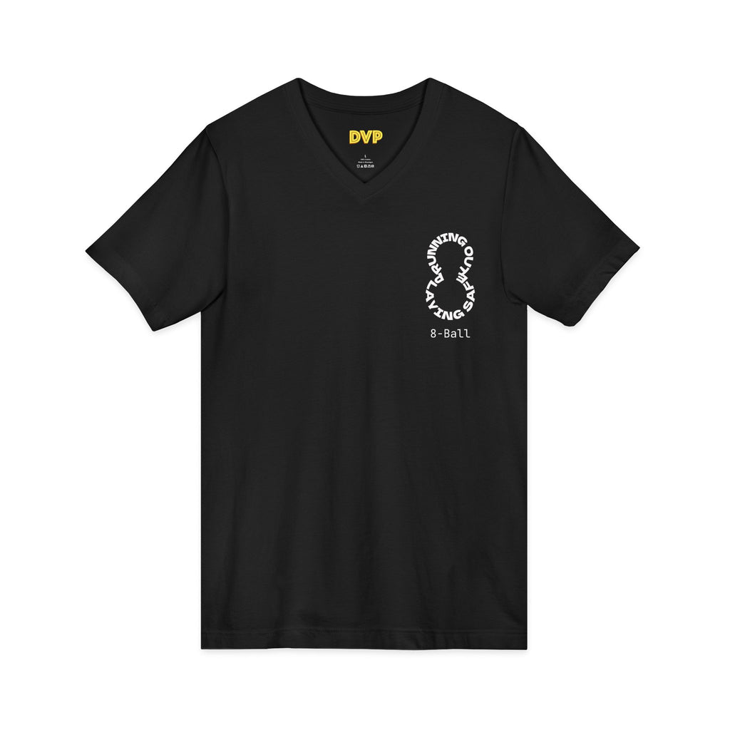 "The Balance of 8-ball" Unisex V-Neck Tee - Effortless Style for Everyday Wear, Casual Tee, Gift for Him/Her, Summer Essential, Layering Piece