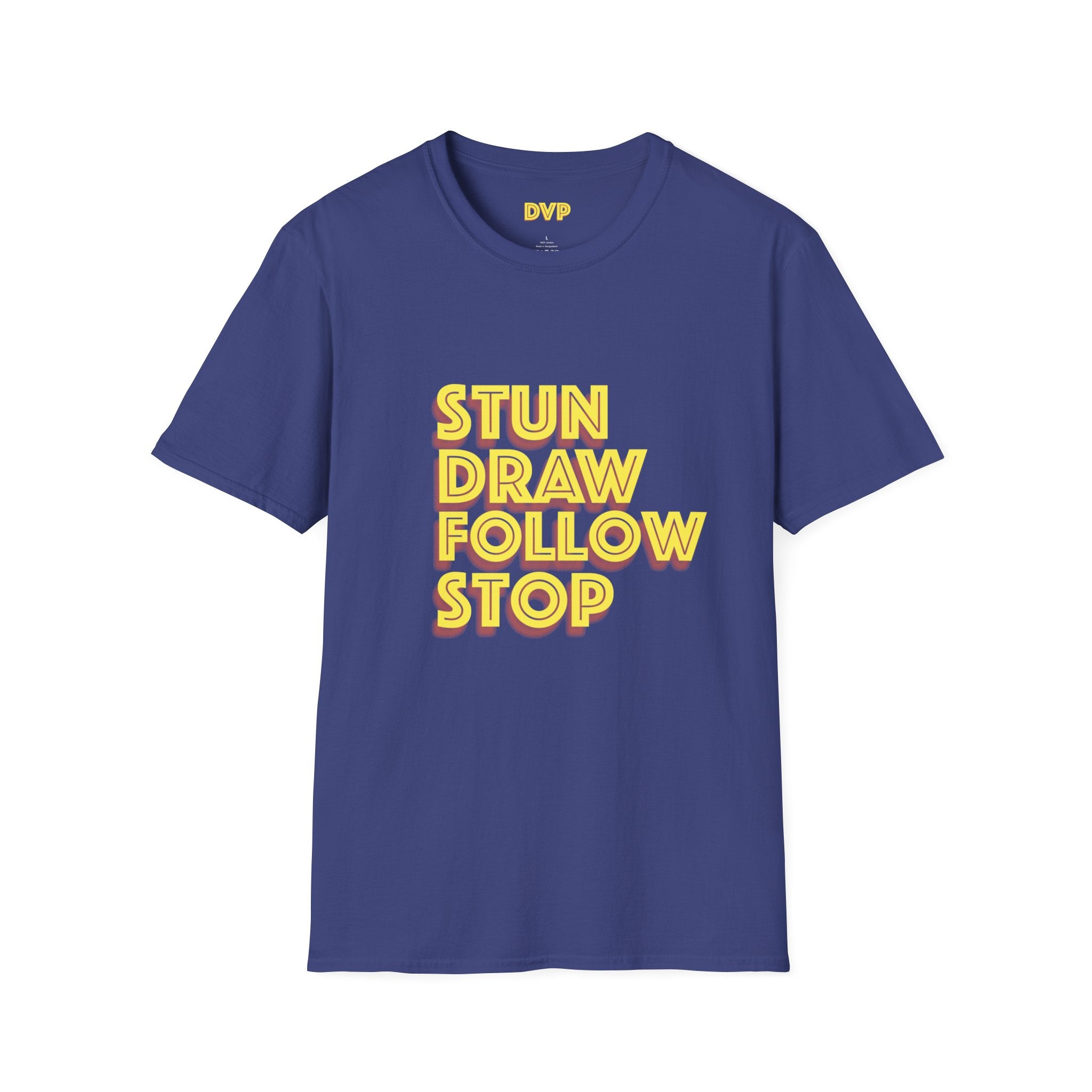 Unisex Softstyle Tee - 'Stun Draw Follow Stop' Slang Shirt for Casual Wear, Gift for Pool fans, Streetwear, Everyday Comfort