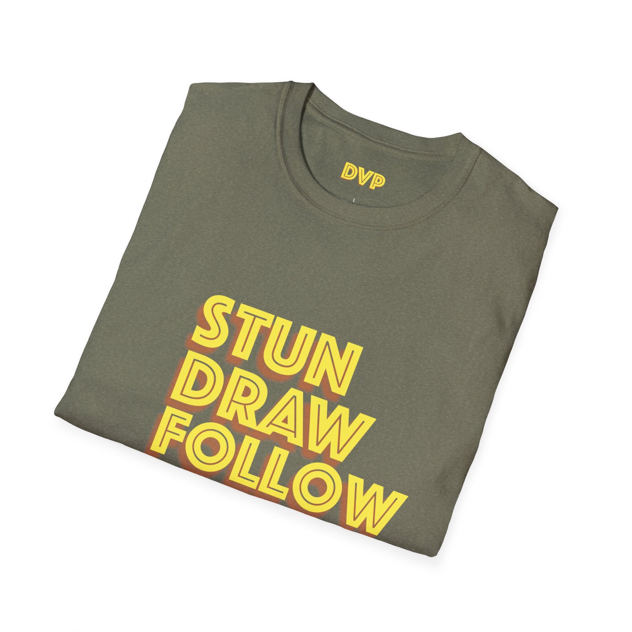 Unisex Softstyle Tee - 'Stun Draw Follow Stop' Slang Shirt for Casual Wear, Gift for Pool fans, Streetwear, Everyday Comfort