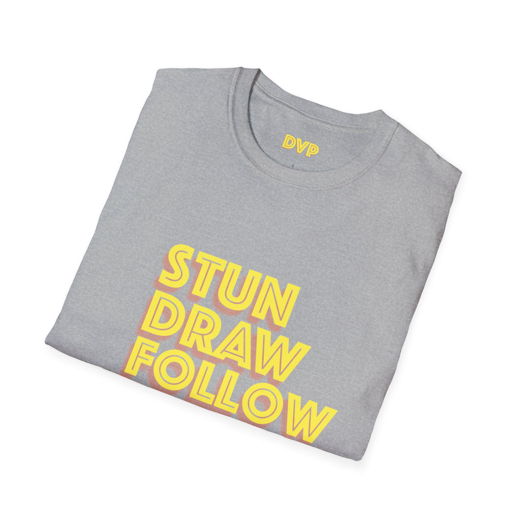 Unisex Softstyle Tee - 'Stun Draw Follow Stop' Slang Shirt for Casual Wear, Gift for Pool fans, Streetwear, Everyday Comfort