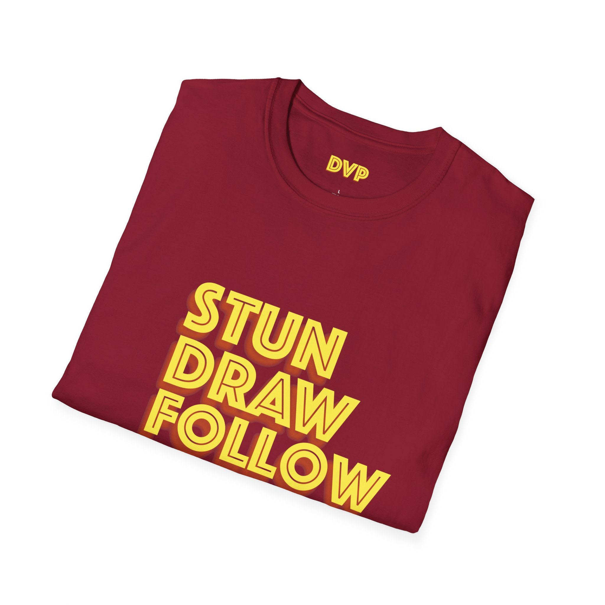Unisex Softstyle Tee - 'Stun Draw Follow Stop' Slang Shirt for Casual Wear, Gift for Pool fans, Streetwear, Everyday Comfort