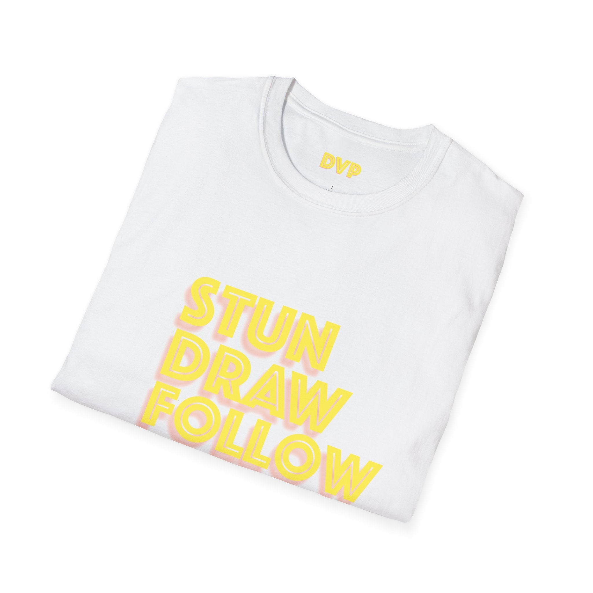 Unisex Softstyle Tee - 'Stun Draw Follow Stop' Slang Shirt for Casual Wear, Gift for Pool fans, Streetwear, Everyday Comfort