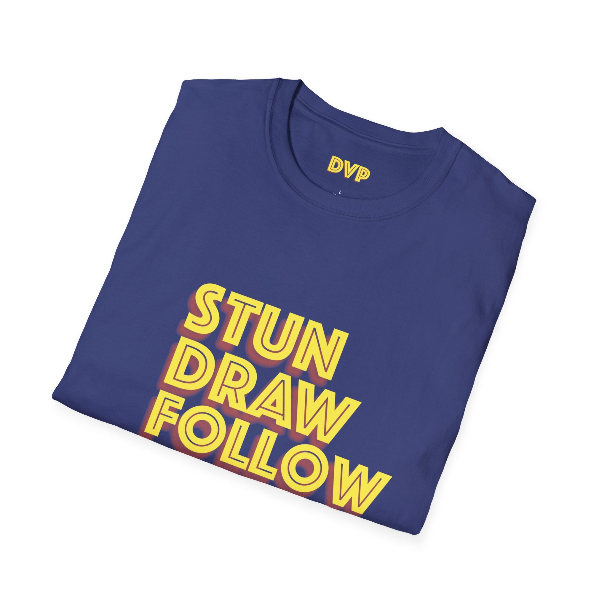 Unisex Softstyle Tee - 'Stun Draw Follow Stop' Slang Shirt for Casual Wear, Gift for Pool fans, Streetwear, Everyday Comfort