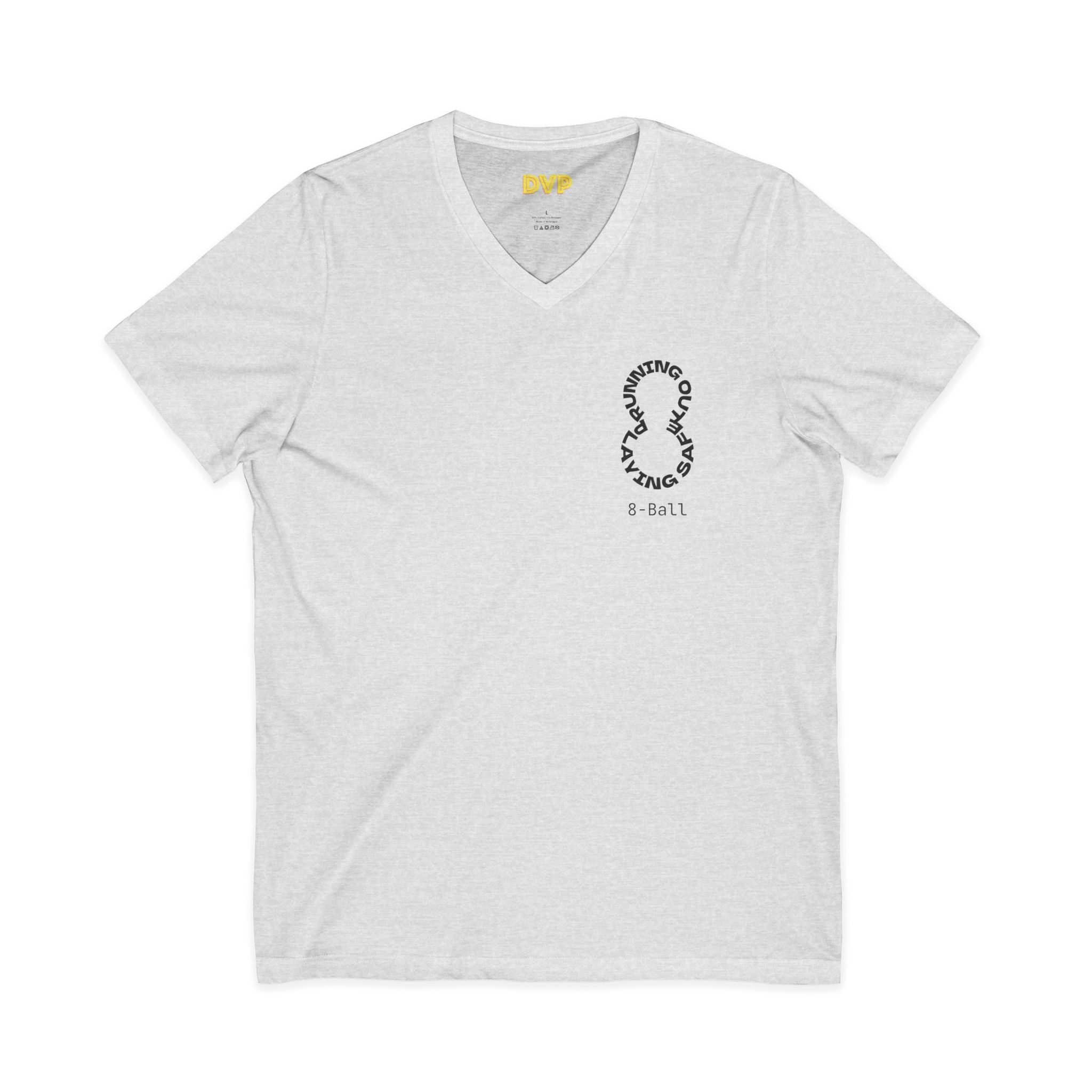 "The Balance of 8-ball" Unisex V-Neck Tee - Effortless Style for Everyday Wear, Casual Tee, Gift for Him/Her, Summer Essential, Layering Piece
