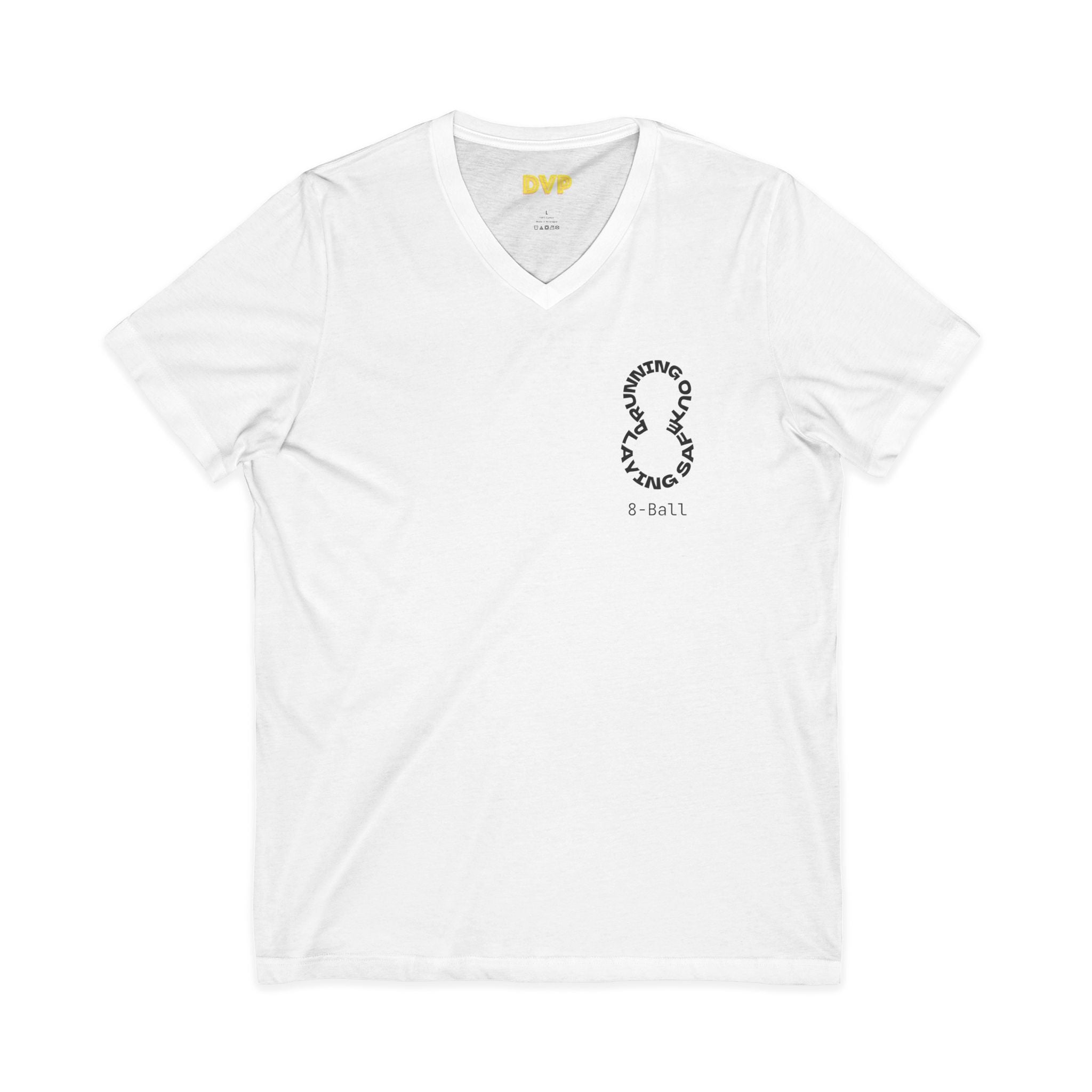 "The Balance of 8-ball" Unisex V-Neck Tee - Effortless Style for Everyday Wear, Casual Tee, Gift for Him/Her, Summer Essential, Layering Piece