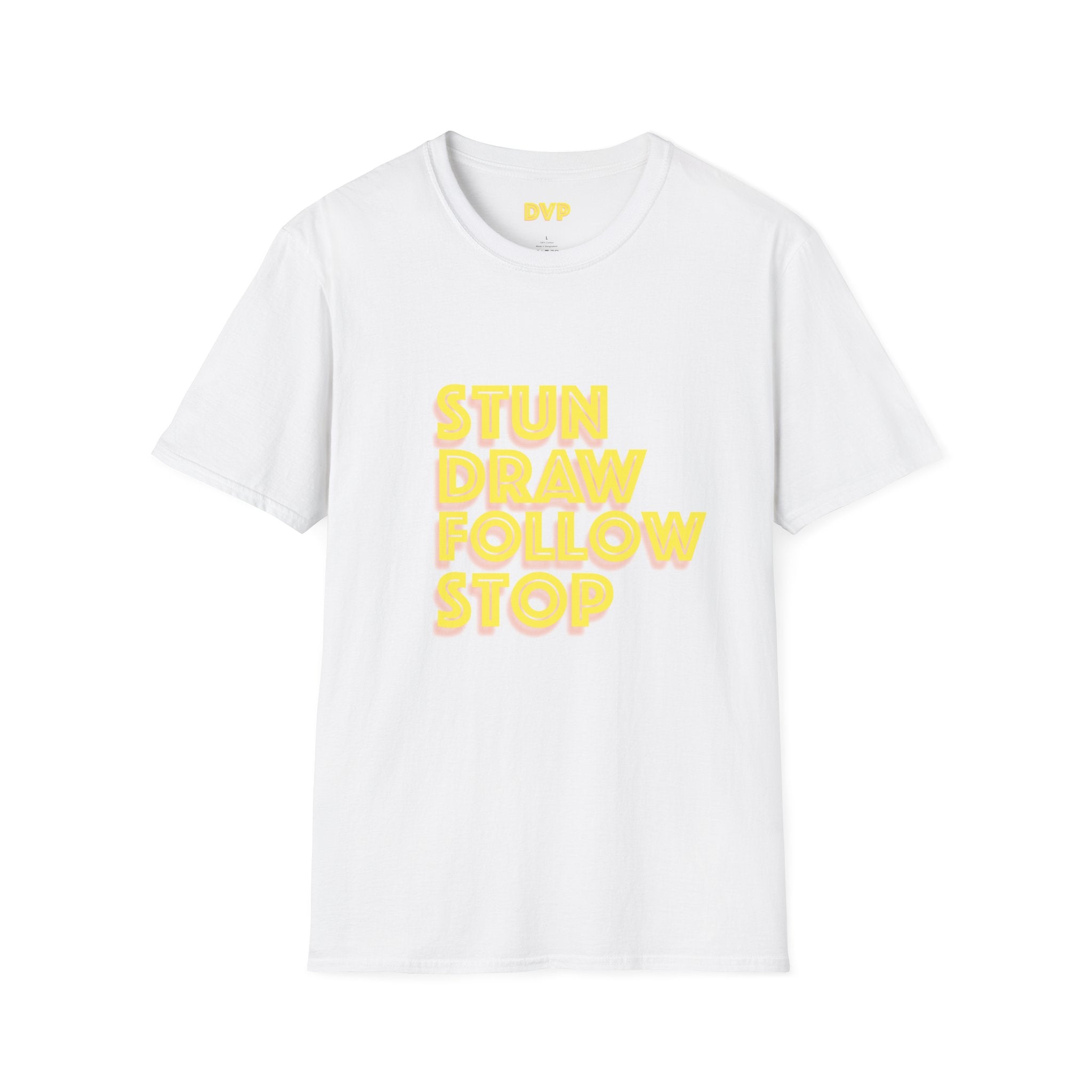 Unisex Softstyle Tee - 'Stun Draw Follow Stop' Slang Shirt for Casual Wear, Gift for Pool fans, Streetwear, Everyday Comfort