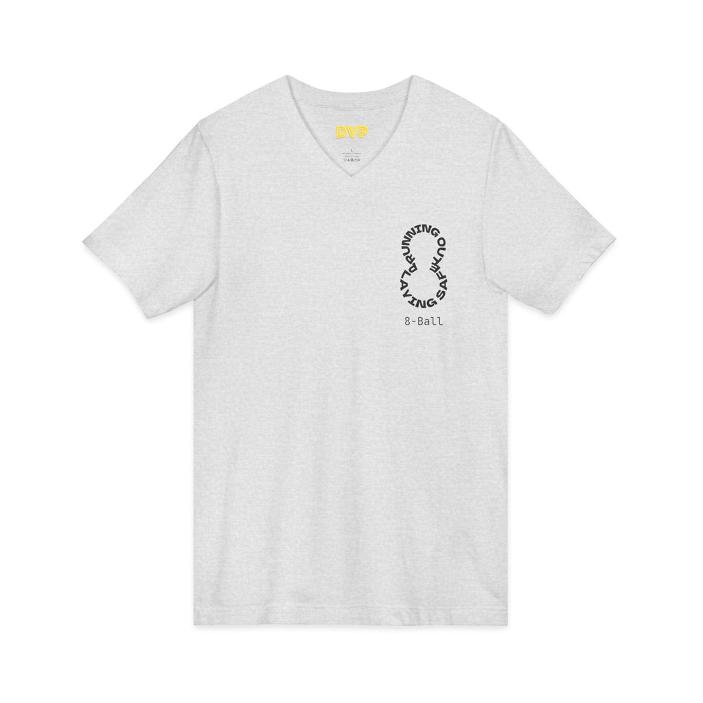 "The Balance of 8-ball" Unisex V-Neck Tee - Effortless Style for Everyday Wear, Casual Tee, Gift for Him/Her, Summer Essential, Layering Piece