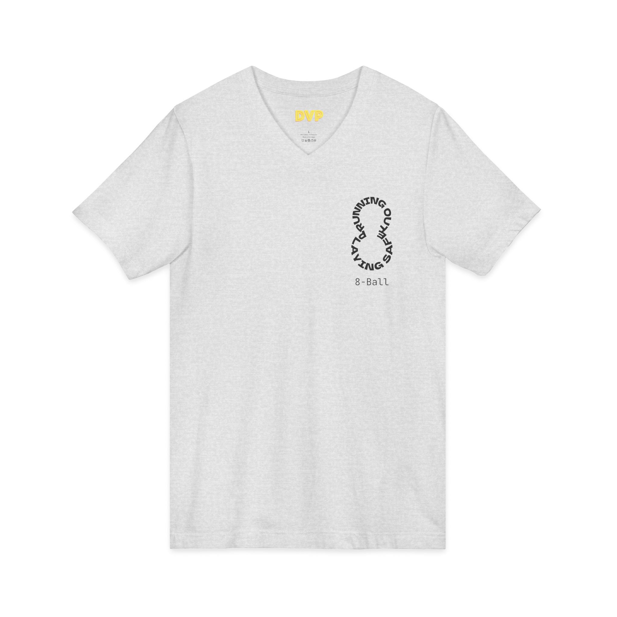 "The Balance of 8-ball" Unisex V-Neck Tee - Effortless Style for Everyday Wear, Casual Tee, Gift for Him/Her, Summer Essential, Layering Piece